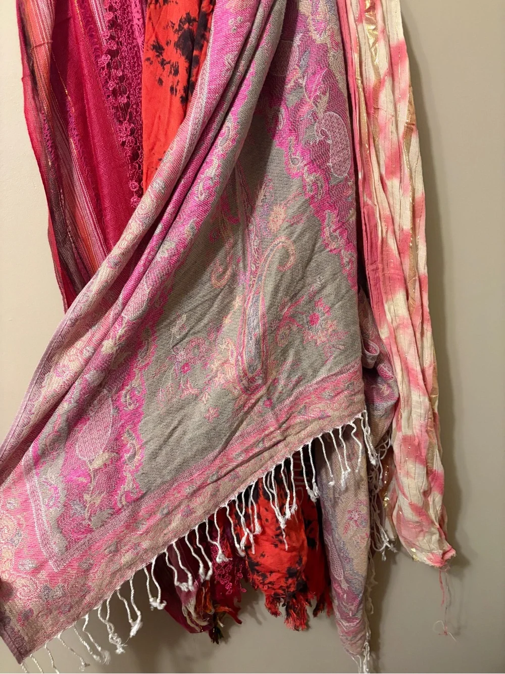 Mixed Pink & Red Scarf Bundle Set of 5